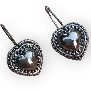 925 Thailand embellished silver heart earrings
